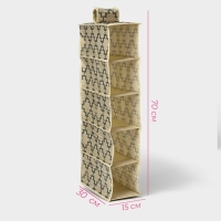 Органайзер подвесной Доляна &laquo;Гэтс&raquo;, 5 отделений, 30&times;15&times;70 см, цвет бежевый