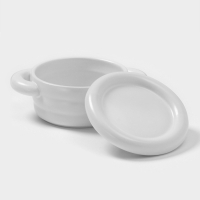 Горшочек для запекания Доляна &laquo;Зефир&raquo;, 250 мл, 15&times;10,5&times;6,3 см, с ручками, с крышкой, керамика, белый