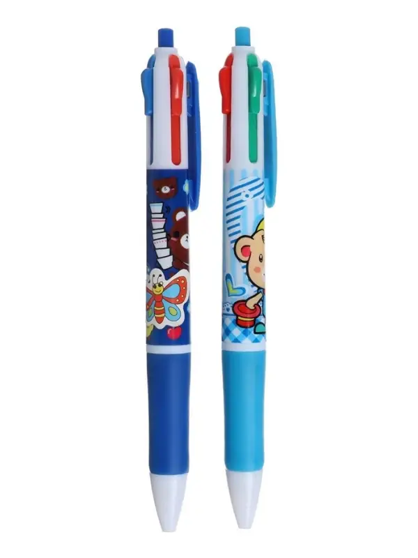 Ручка шариковая многоцветная Calligrata, автоматическая, 4 цвета, с рисунком, МИКС