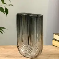 Ваза стекло настольная "Айрис" 23,5х17х7 см, серый