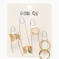 Набор колец 5 шт "Новый стиль" море, размер МИКС, цвет белый в золоте