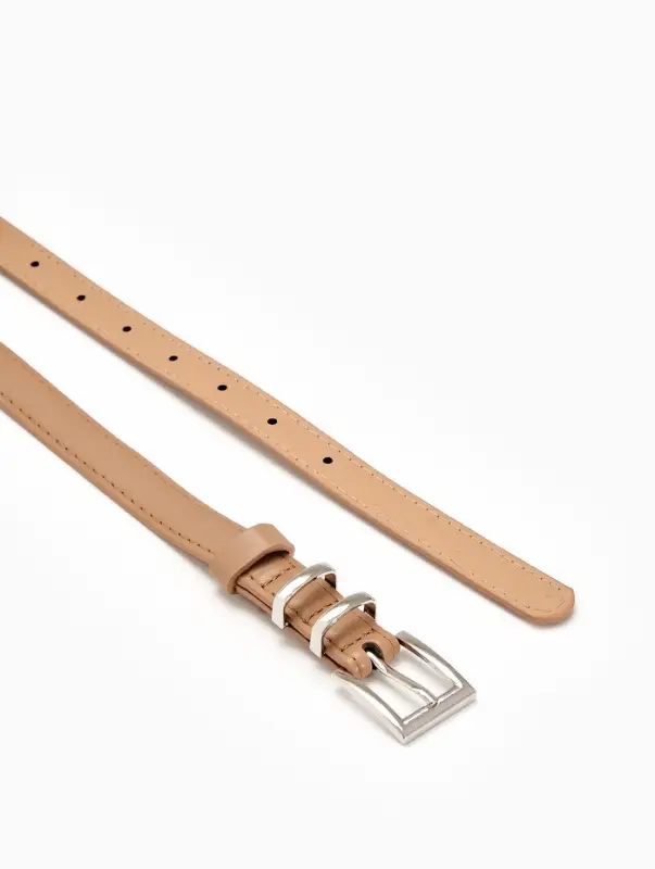 Ремень жен 03-01-02-01, Июнь2502, 2*0,3*110 см, без винта, пряж металл, 1 прокол, бежевый