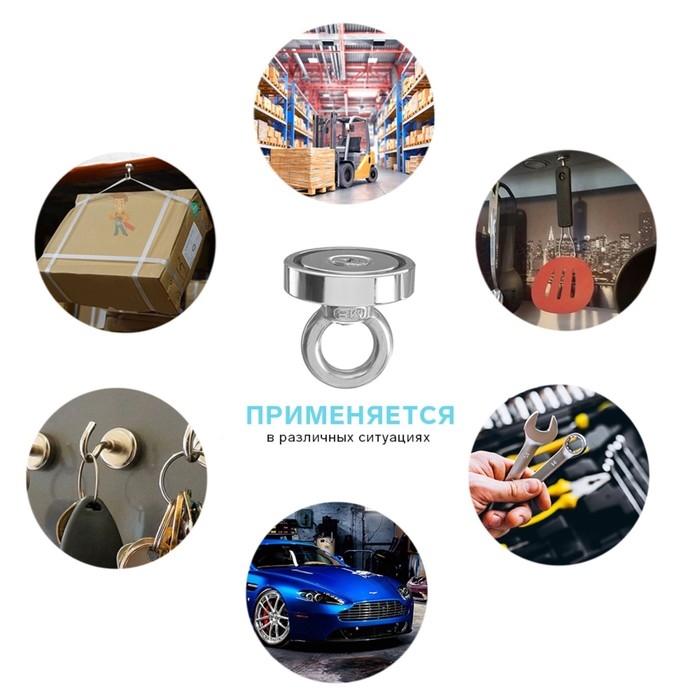 Магнит неодимовый Cartage с петлёй для авто, d 25 мм, сцепление 10 кг