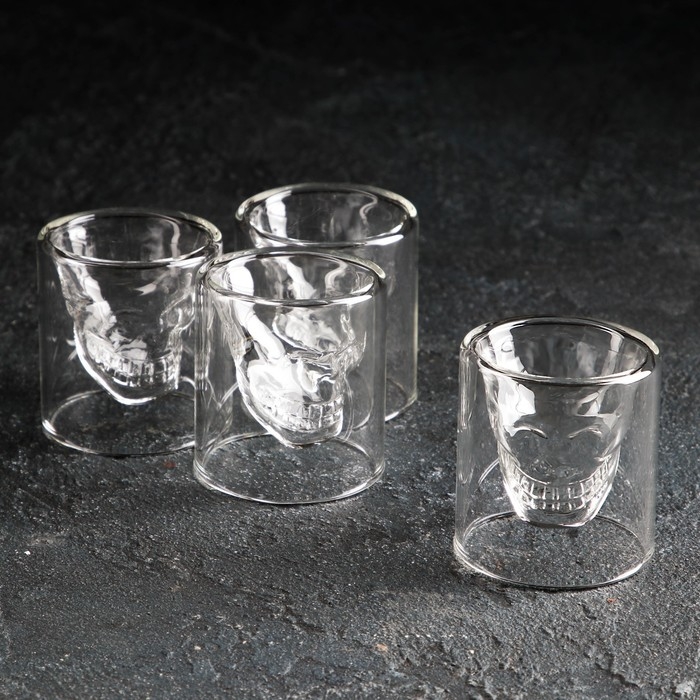 Набор стеклянных стопок Magistro &laquo;Череп. Хэллоуин&raquo;, 25 мл, 4 шт