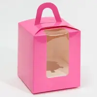 Коробка для капкейков, кондитерская упаковка, 1 ячейка &laquo;Фуксия &raquo;, 9 х 9 х 11 см