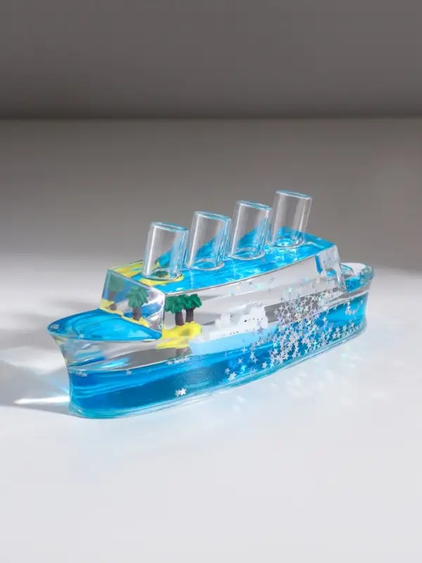 Корабль в жидкости, антистресс, подставка "Лайнер" 15 см