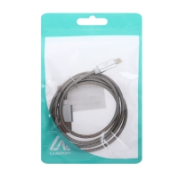 Кабель Luazon, microUSB - USB, 1 А, 1 м, оплётка металл, цвет: серебро