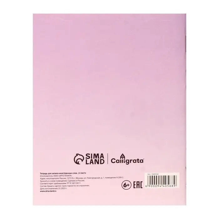 Тетрадь для записи иностранных слов А6 24 листа Big Ben, обложка мелованный картон, блок офсет 65 г/м&sup2;