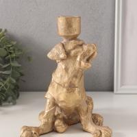 Подсвечник полистоун на 1 свечу "Шарж. Зевающий щенок" золото 15,8х15,3х20 см