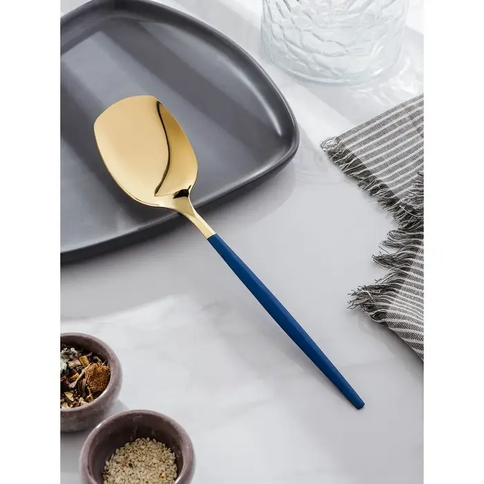 Лопатка из нержавеющей стали Magistro &laquo;Грэйс&raquo;, длина 26 см, цвет ручки голубой, цвет головы золотой