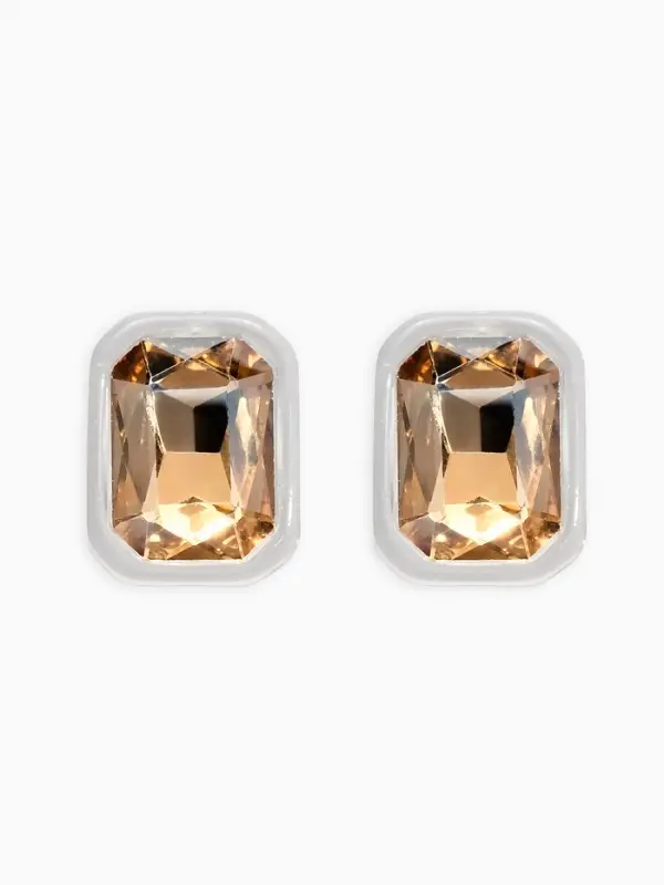 Серьги "Кристалл" прямоугольник грань, цвет прозрачно-золотой