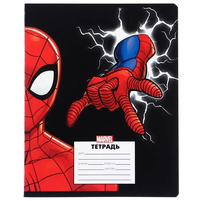 Тетрадь в клетку 24 листа, 5 видов МИКС, частичный уф-лак, обложка мелованный картон, &laquo;Мстители&raquo;
