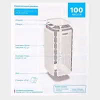 Плетёная корзина для белья с крышкой "Лён" 100л 43&times;32&times;80см, цвет белый