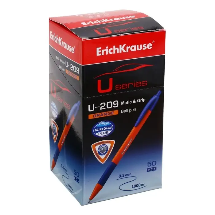 Ручка шариковая автоматическая ErichKrause U-209 Orange Matic&Grip 1.0, Ultra Glide Technology, чернила синие