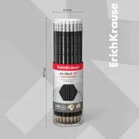 Карандаш чернографитный с ластиком Erich Krause &laquo;Jet Black 101&raquo;, HB, грифель d=2.2 мм, дерево, шестигранный в тубусе, чёрный корпус
