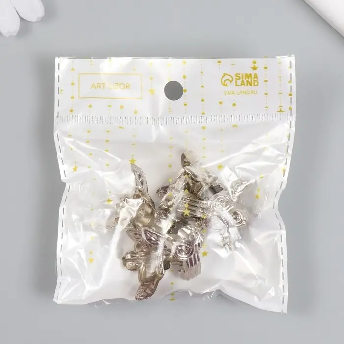 Уголок (ножка) для шкатулки металл "Розы" серебро 3х3 см