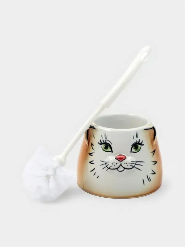 Ёршик для унитаза с подставкой &laquo;Кошка&raquo;, фарфор, МИКС