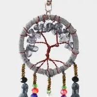 Брелок ловец снов "Древо" 19 см, цв. серый