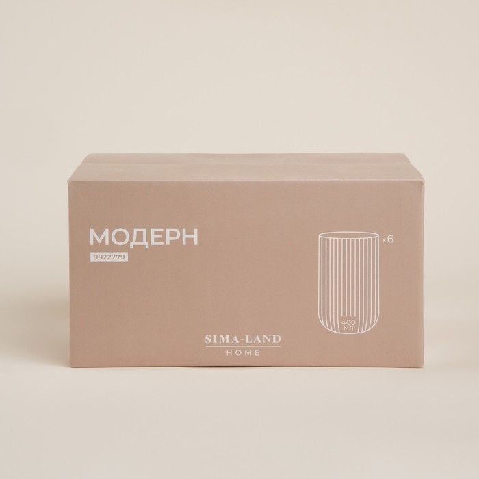 Набор стаканов стеклянный SL Home &laquo;Модерн&raquo;, 400 мл, 8&times;13 см, цвет прозрачный