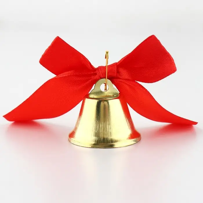Колокольчик на булавке с бантом на выпускной, красный, d = 3,6 см