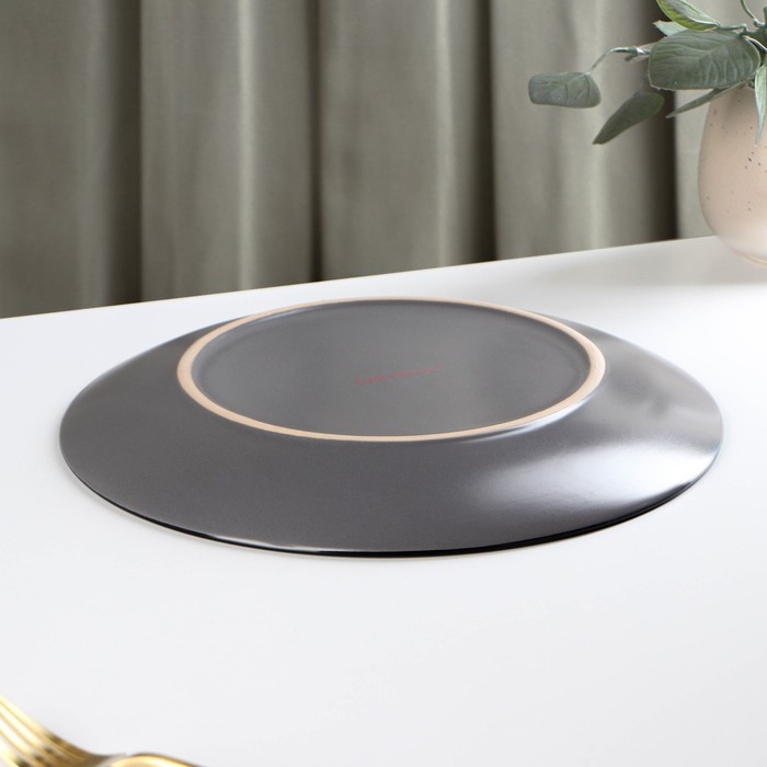 Тарелка керамическая обеденная Доляна &laquo;Ваниль&raquo;, d=27 см, цвет серый