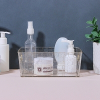 Органайзер для хранения &laquo;SHINE&raquo;, с ручками, 1 секция, 20,5 &times; 14,5 &times; 7,8 см, цвет прозрачный/золотистый