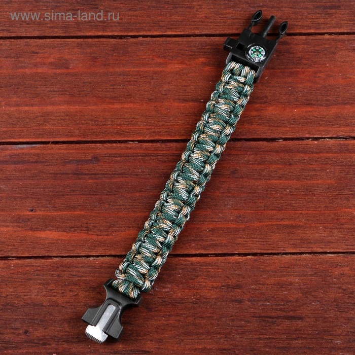 Браслет для выживания 4в1(паракорд, компас,свисток,огниво), 25.5 &times; 2.5 см, 3 м