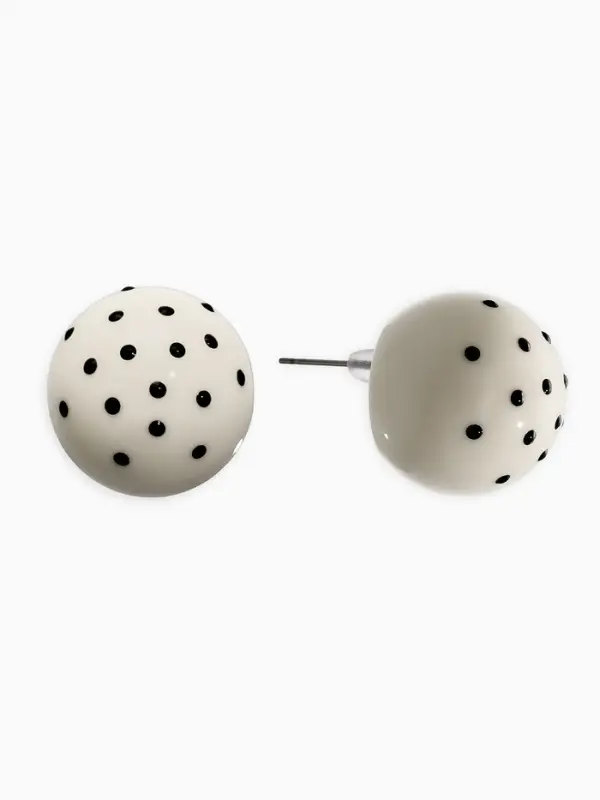 Серьги "Бусина" d=2см, в крапинку, цвет белый