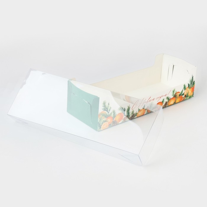 Коробка для кондитерских изделий с пластиковой крышкой &laquo;Тепла и Уюта&raquo;, 30 х 8 х 11 см, Новый год