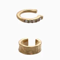 Серьги "Каффы" набор 2 шт., мятый со стразами, цвет белый в золоте