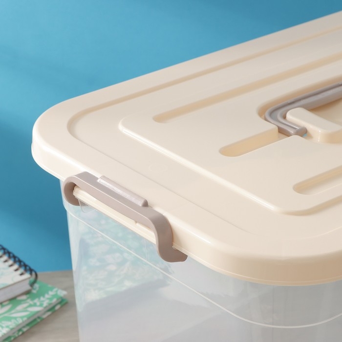 Контейнер для хранения с крышкой Доляна, 15 л, 41,5&times;27&times;22 см, цвет бежевый