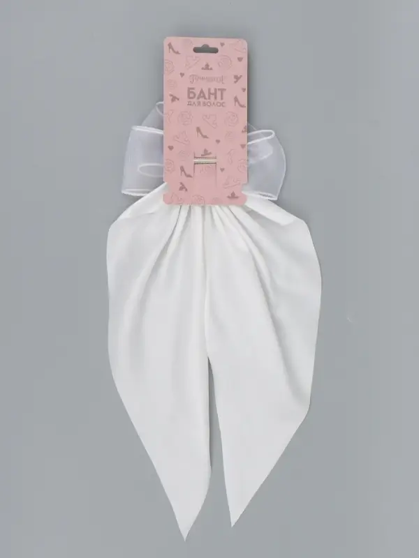 Бант для волос на заколке с лентами, белый, Принцессы