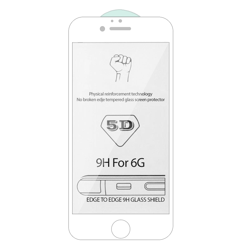 Защитное стекло Iph 6 5D 0.3 mm без упаковки белое (без возврата и обмена)