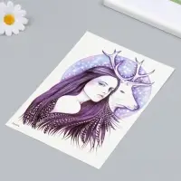 Переводная тату на тело цветная &laquo;Девушка и олень&raquo;, 21&times;14.8 см