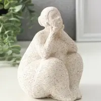 Сувенир полистоун "Пышечка. Удивление" белый песок 11,5х11х16см