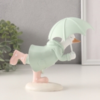 Сувенир полистоун "Утка в зелёном дождевике в сапогах в горох, с зонтом" 15х9х12,5 см