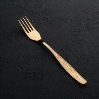 Вилка столовая &laquo;Уралочка&raquo;, длина 19,5 см, толщина 2 мм, с полным декоративным покрытием, цвет золотой