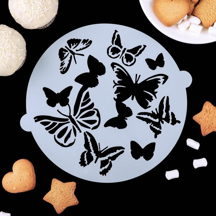 Набор кондитерских трафаретов для украшения выпечки &laquo;Букет&raquo;, 8 шт: 2 шт d=20 см, 6 шт d=8 см