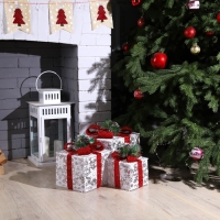 Светодиодная фигура &laquo;Цветные подарки&raquo; 15, 20, 25 см, текстиль, металл, 220 В, свечение мульти