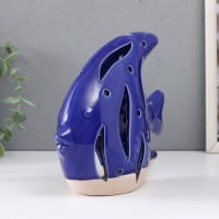 Подсвечник керамика "Рыба Скалярия" песочно-синий 18,3х7,3х16 см