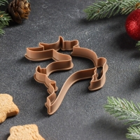 Форма для печенья &laquo;Олень&raquo;, вырубка, штамп, 10&times;10 см, цвет коричневый