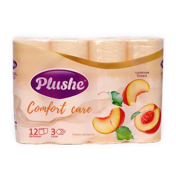 Туалетная бумага Plushe Honey Nectarine &laquo;Персик&raquo; , 3 слоя, 12 рулонов