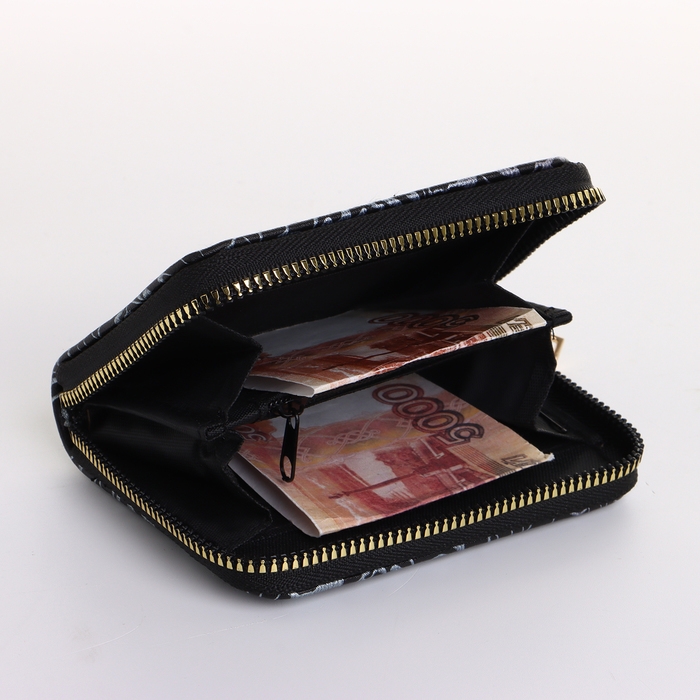 Кошелёк женский на молнии, цвет чёрный
