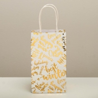 Пакет подарочный новогодний крафтовый &laquo;Best winter&raquo;, 12 х 21 х 9 см, Новый год