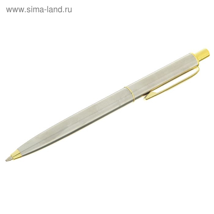 Ручка подарочная, шариковая, автоматическая "Джокер", в кожзам футляре, серебристо-золотистый