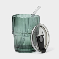 Стакан стеклянный с крышкой и трубочкой &laquo;Вино Верде&raquo;, 350 мл, цвет зелёный