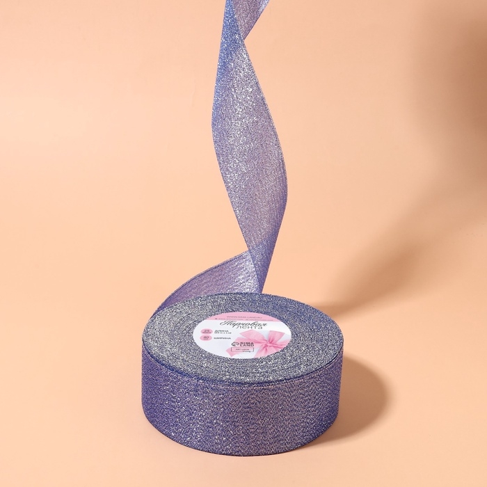 Лента парчовая, 40 мм, 23 &plusmn; 1 м, цвет синий №037