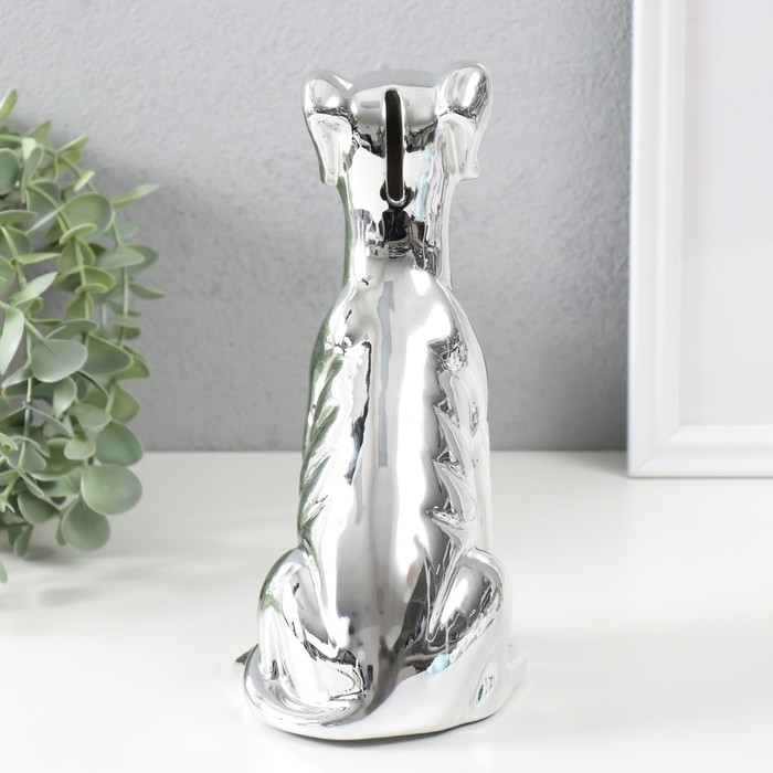 Копилка керамика "Пёсик серебристый" 11,5х9,5х20,5 см