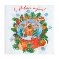 Новогодние салфетки бумажные New Line Design &laquo;Снежный шар&raquo; 3 слоя, 33х33 см, 20 шт