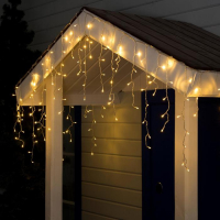 Гирлянда &laquo;Бахрома&raquo; 3 &times; 0.6 м, IP44, УМС, прозрачная нить, 160 LED, свечение тёплое белое, 220 В